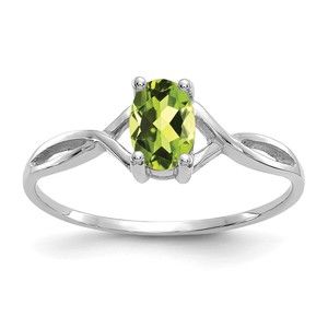 14k White Gold Peridot August Birthstone Ladies Ring (Size 7)